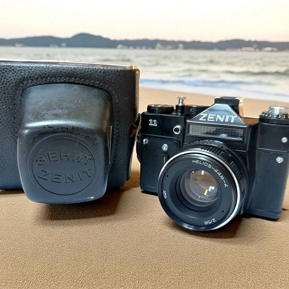 SOLD Soviet Zenit 11 35mm SLR Film Camera w/ Helios 44m-4 58mm f/2 Lens and Case